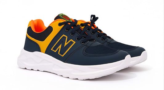 Stylish Navy Blue & Yellow Sports Sneakers – Comfort & Durability Combined